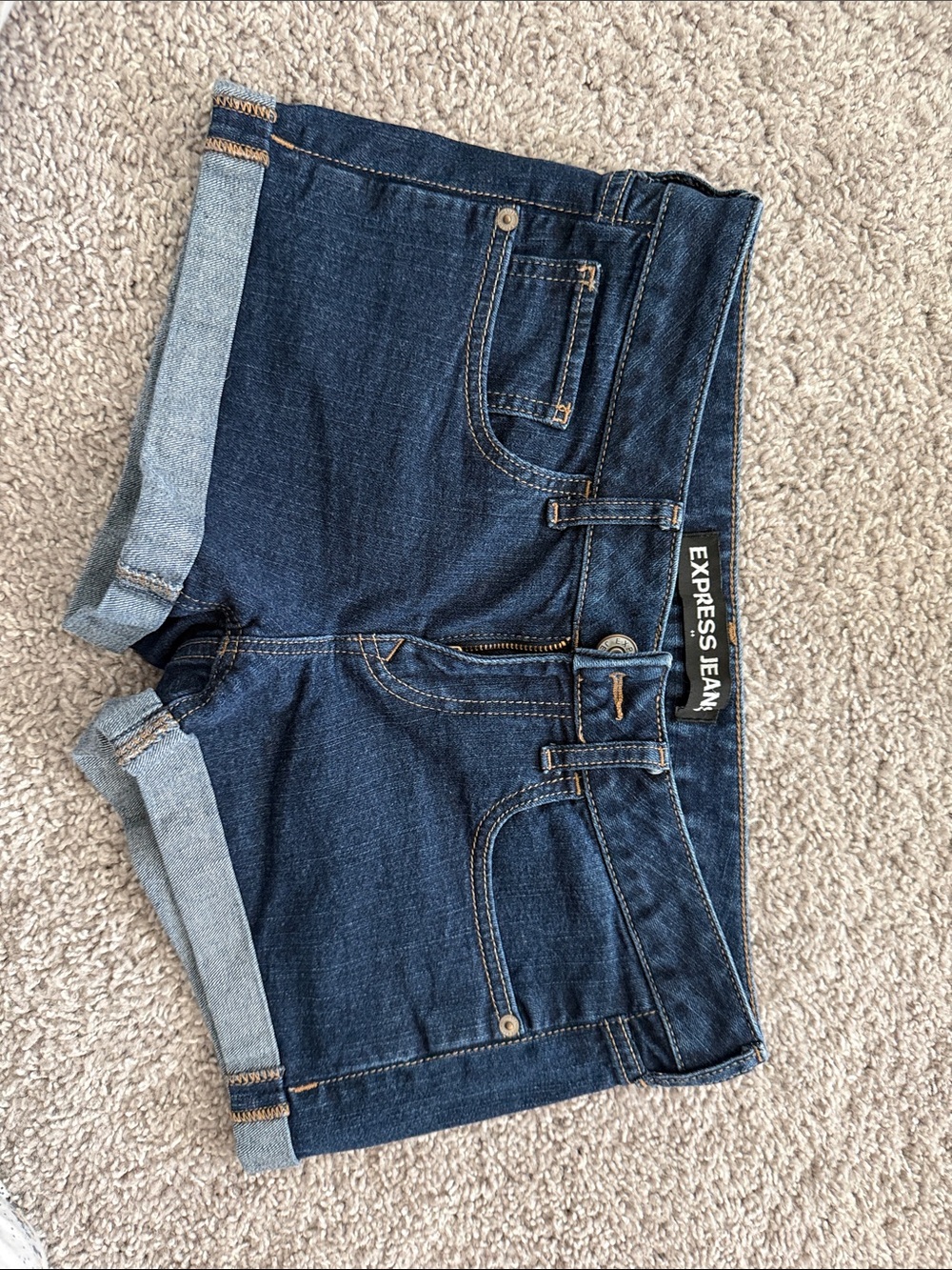Express Dark Blue Denim Cuffed Women's Shorts